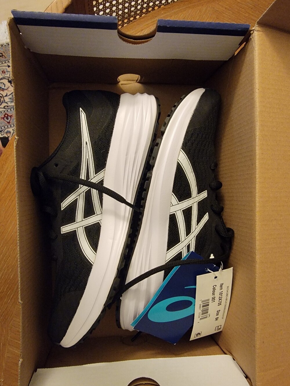 Asics Black and White Men's Athletic Running Shoes